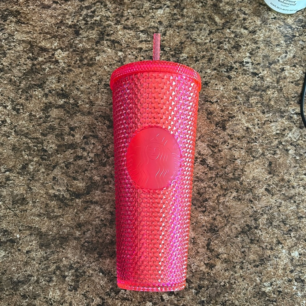 Starbucks hot pink venti size tumbler with straw